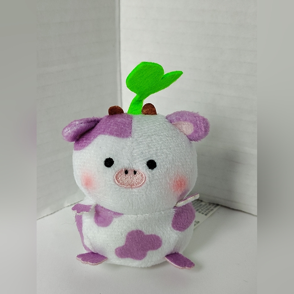 Sakuties Cow Cara Mini Collectable Plush Toy Grow A Smile Just Play Purple Cow